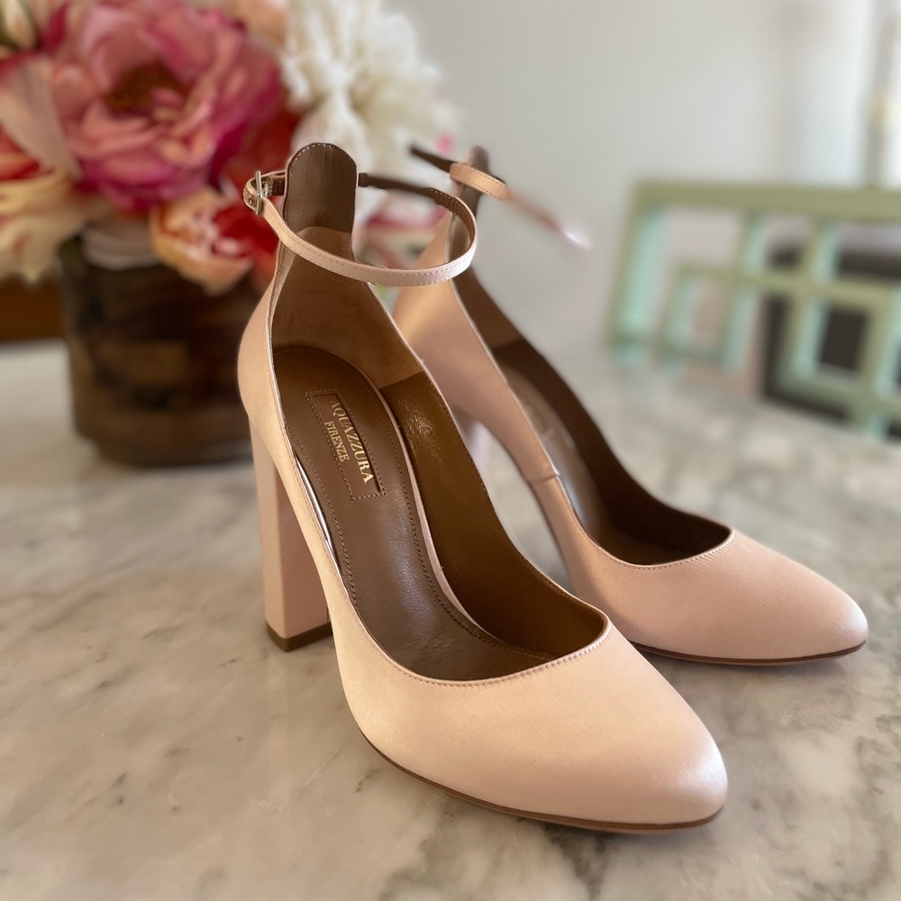 Aquazzura Blush Pink Ankle Strap Heels